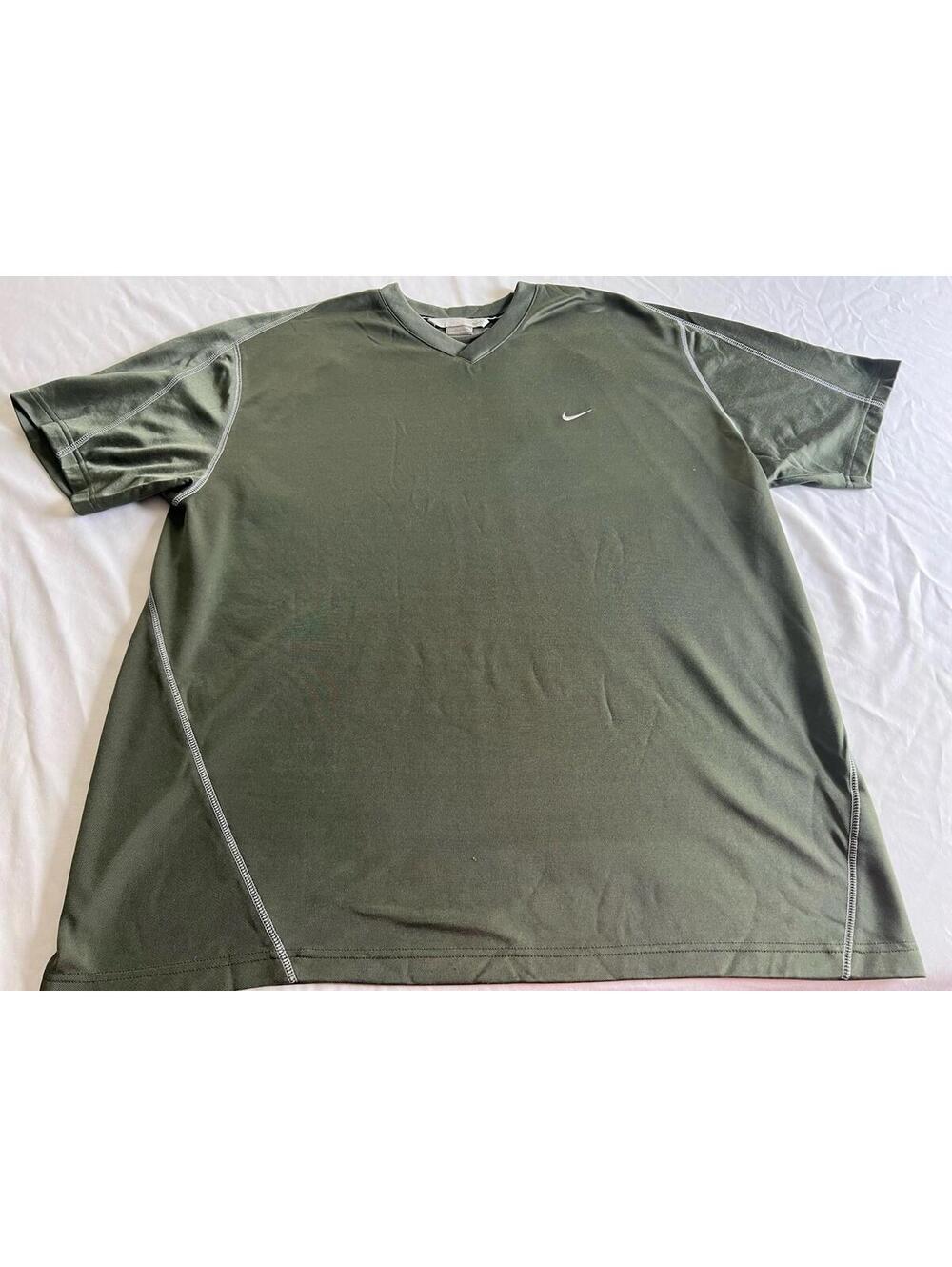 Nike Dri Fit‎ Shirt Mens XL Olive Green Athletic Short Sleeve Swoosh